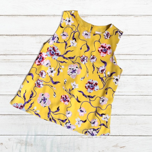 Cooper & Ella Tops - Cooper & Ella Yellow Floral Sleeveless Top